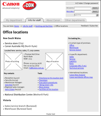 Figure 4 - Wireframe for \'Office locations\' page
