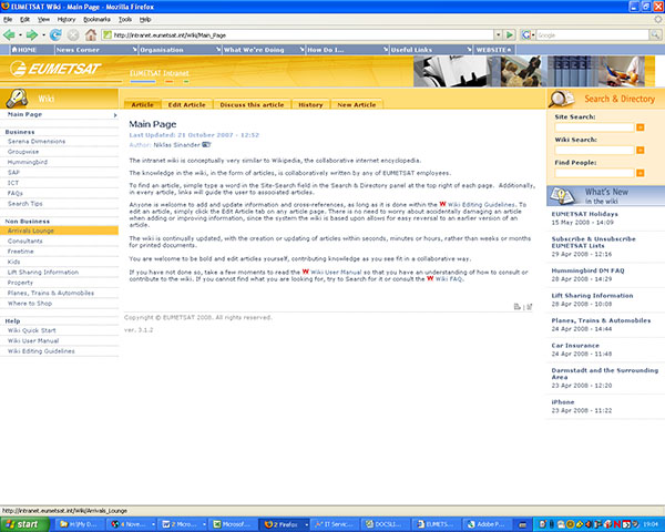 Screenshot wiki EUMETSAT