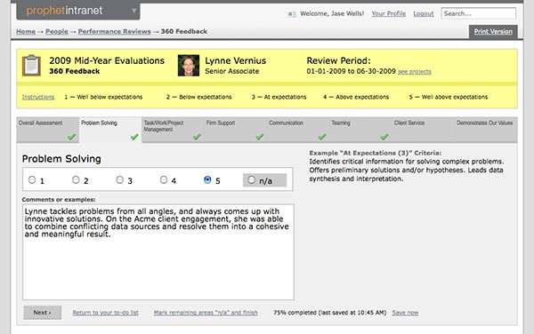 kmc_iia09_prophet Prophet’s appraisal system took a lengthy, unpopular process online, with great success