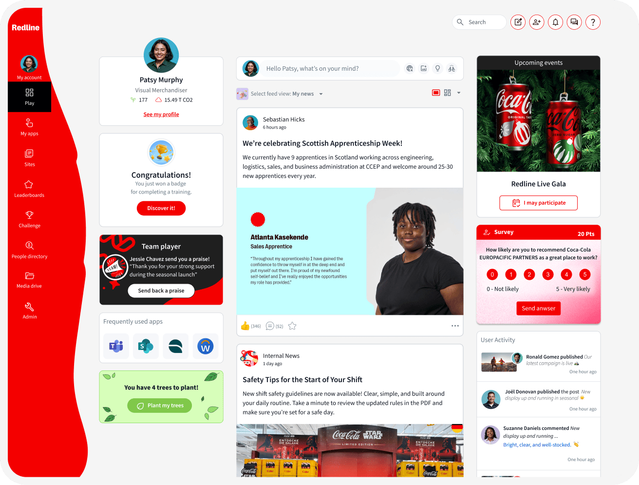 A screenshot of the intranet homepage of Coca-Cola Europacific Partners.