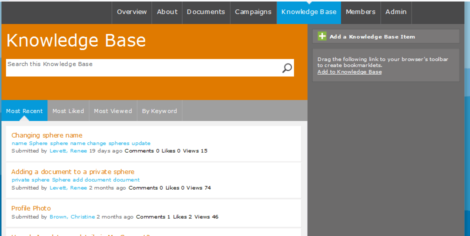 A picture of a community knowledge base from ANZ.