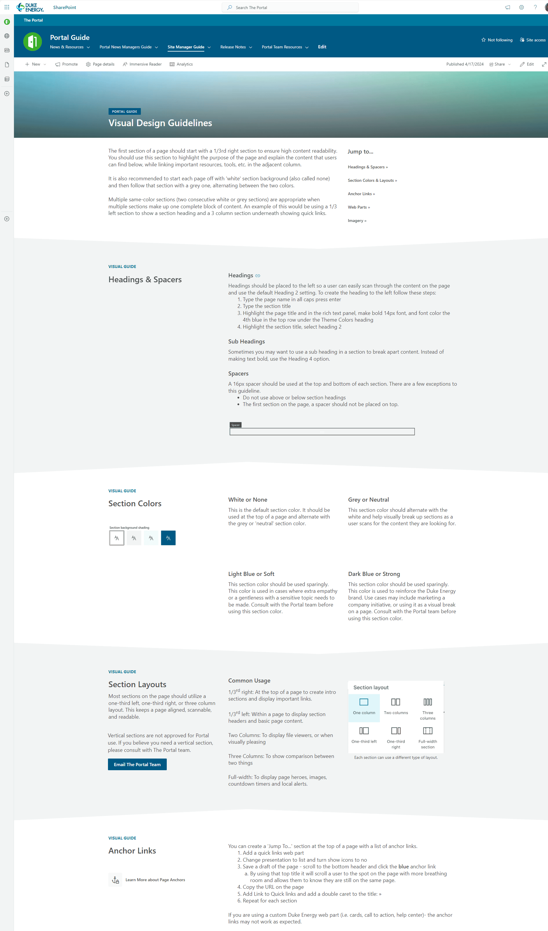 This visual guide to page elements helps authors to assemble effective intranet pages.