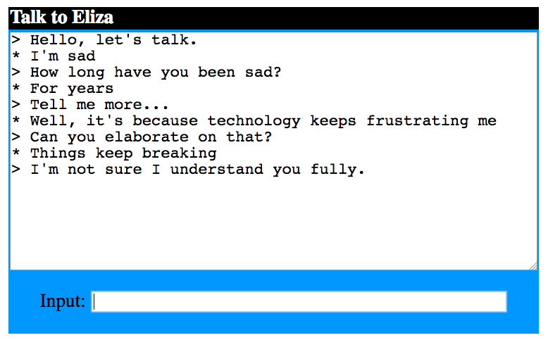 Eliza was perhaps the first 'bot', but it lacks any real intelligence