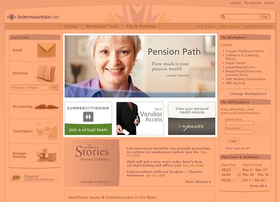 KMC_Homepage_06 Clear spaces for internal marketing. Screenshot courtesy of Intermountain Healthcare.