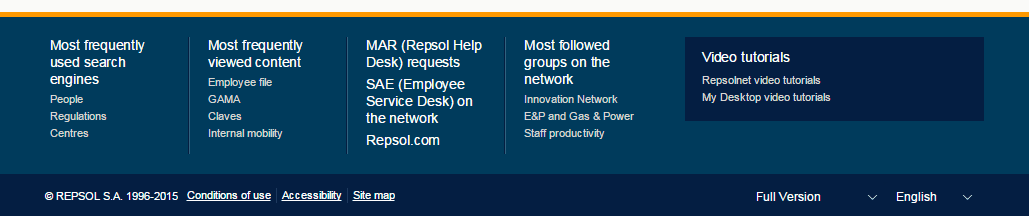 The footer of the Repsol intranet.