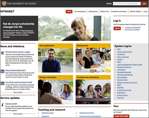 The simplicity of the new University of Sydney staff intranet homepage is a testament to the amount of work involved behind the scenes in delivering a usable and useful site.