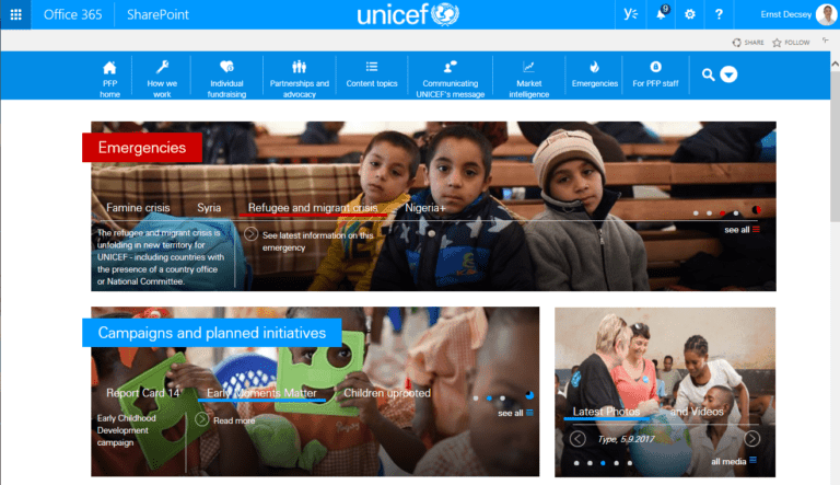 UNICEF PFP: Rethinking an intranet from scratch - Step Two