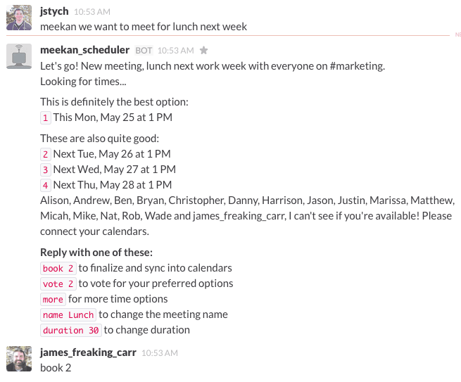 One of the many bots for Slack, Meekan shows the value of 'having a chat'
