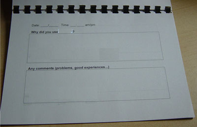 Figure 2 - The diary used for the retailer intranet project.