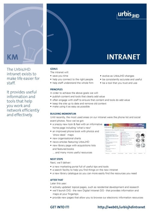 Figure 2. Intranet concept (in brochure format), example courtesy of UrbisJHD.