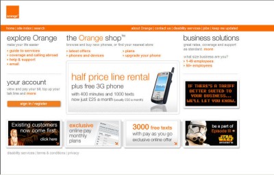 Orange UK homepage