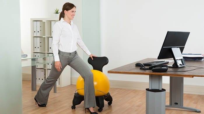 Woman with pilates ball